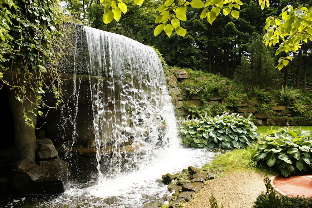 waterfalls on focus photography