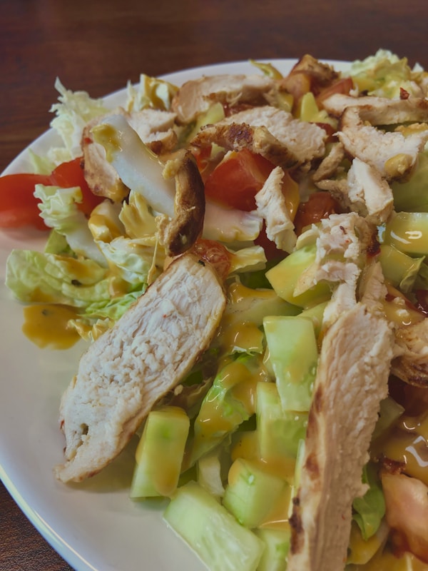 Cooked meat with vegetables
