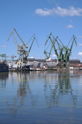 green metal crane