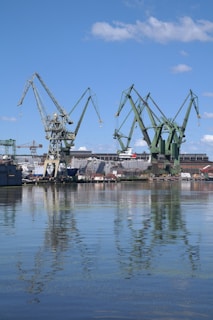 green metal crane