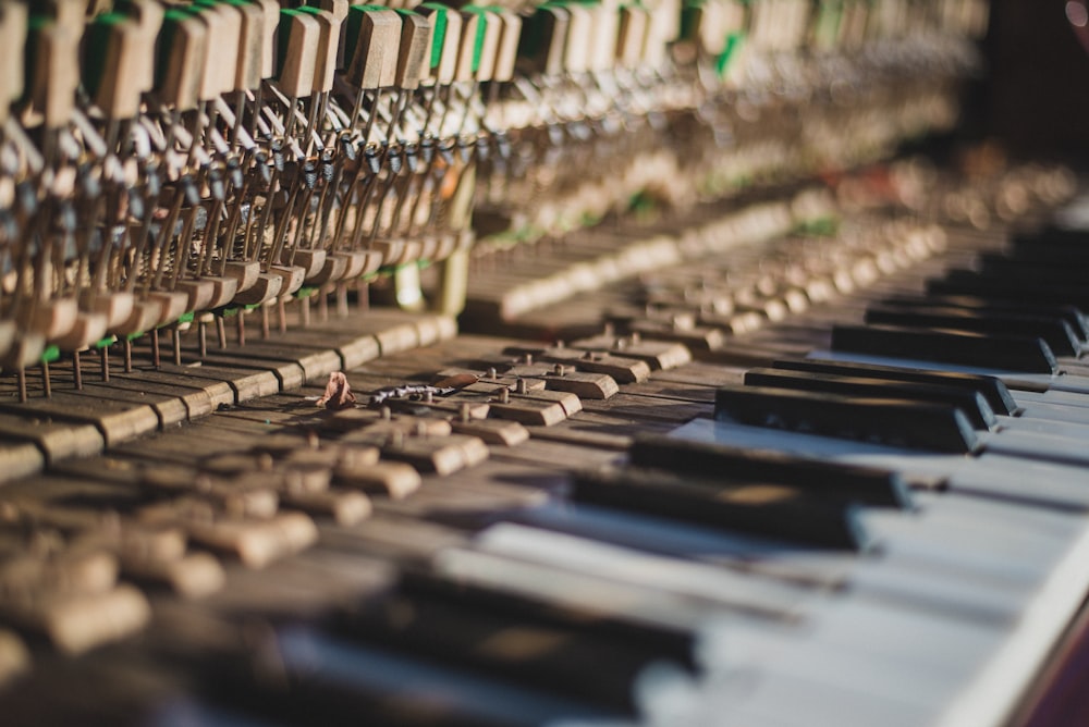 brown and white piano