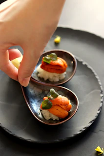 food with mint on top