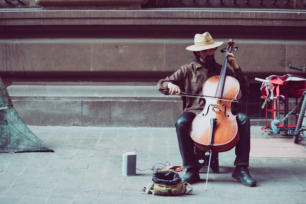 man playing viola