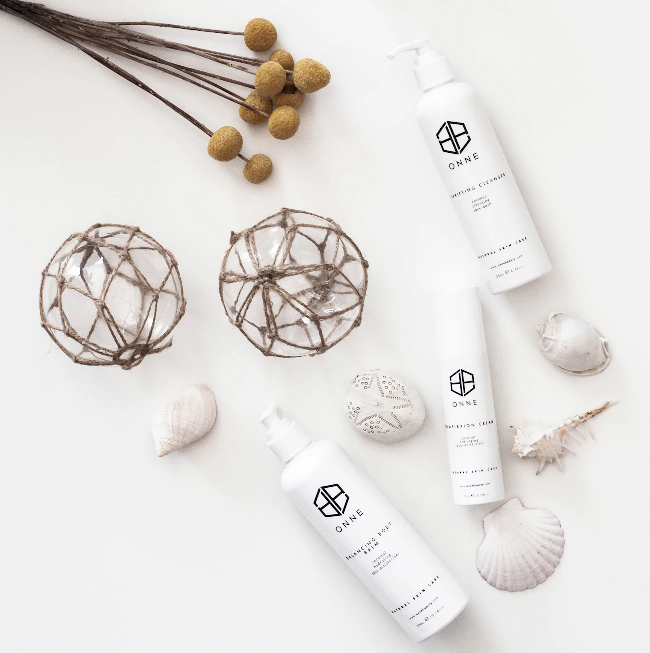 Real skincare bottles and cream products