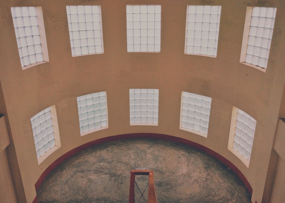 an overhead view of a building with several windows