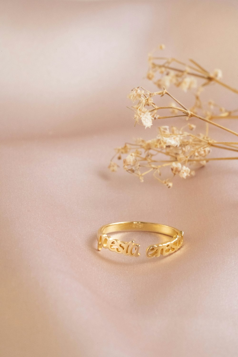 a close up of a ring on a table