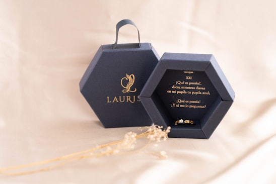 silver-colored ring inside box