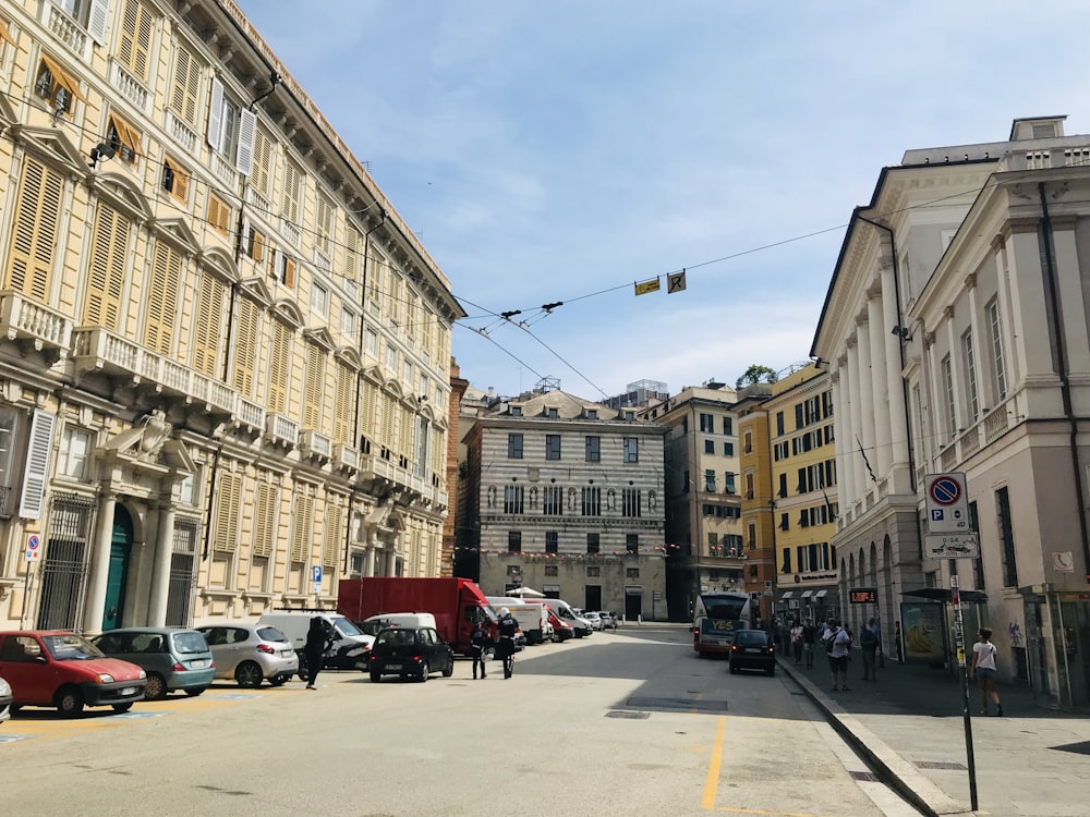 a group of cars parked on the side of a street