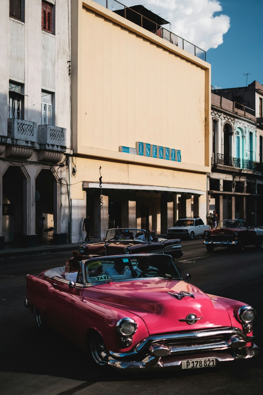 red convertible coupe