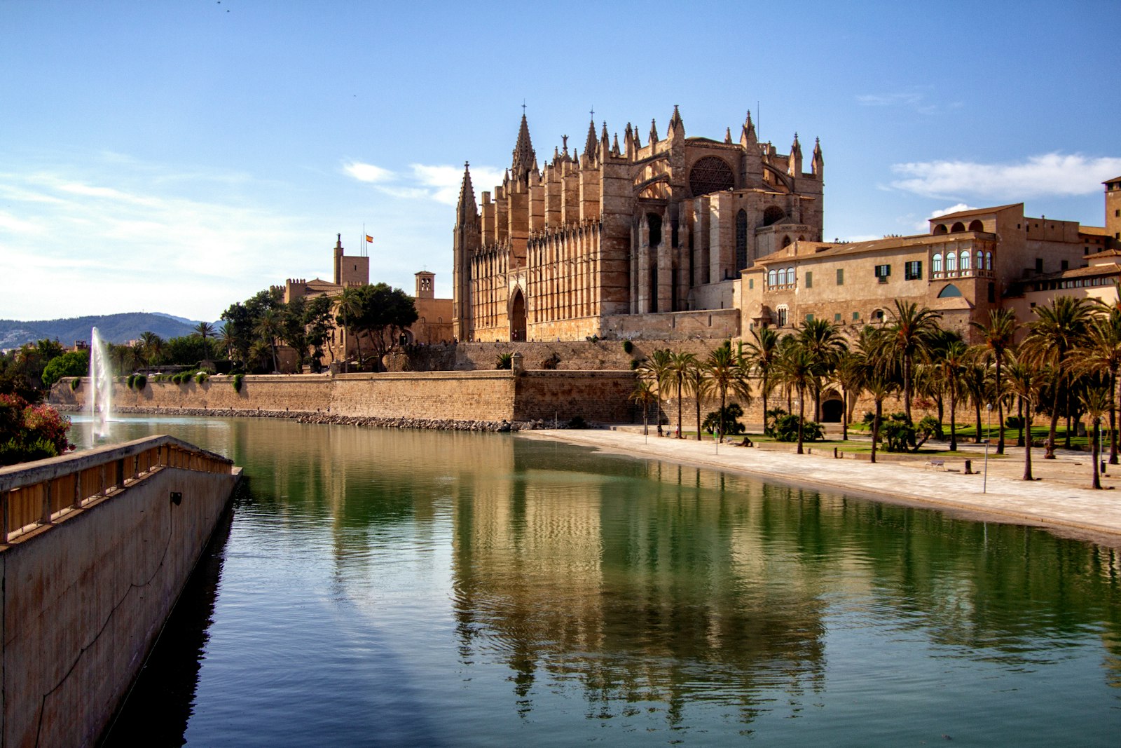 Palma Cathedral and marina — private jet charter to Palma de Mallorca
