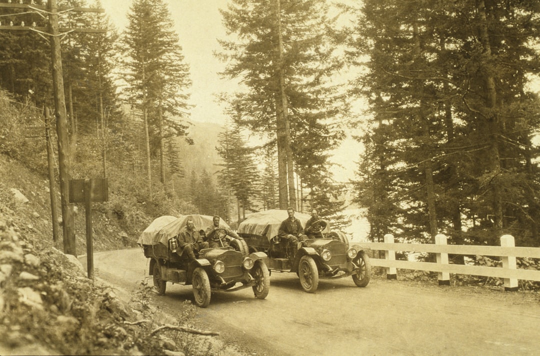 two classic cargo vehicles sepia photo