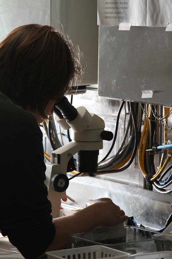 Marine biologist analyzing water quality samples