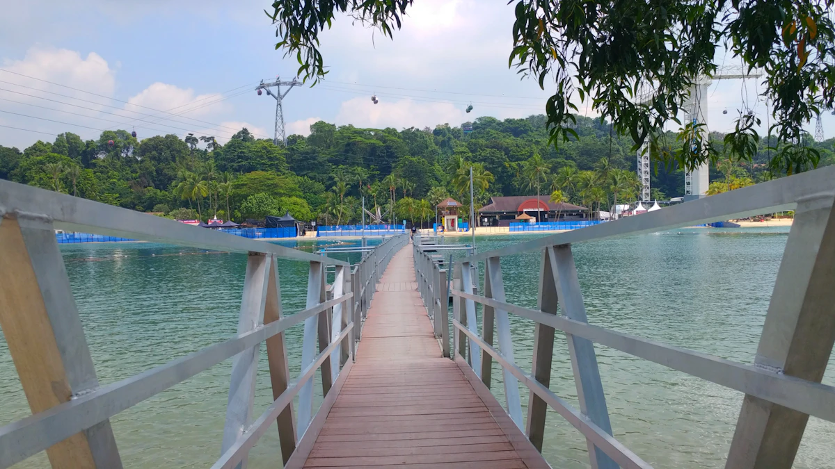Beach and palm trees on Sentosa Island