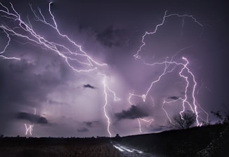 photo of lightning during nighttime