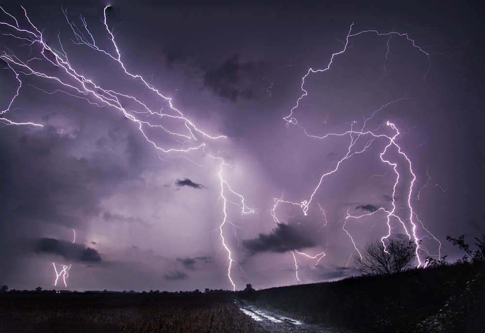 lightning during nighttime