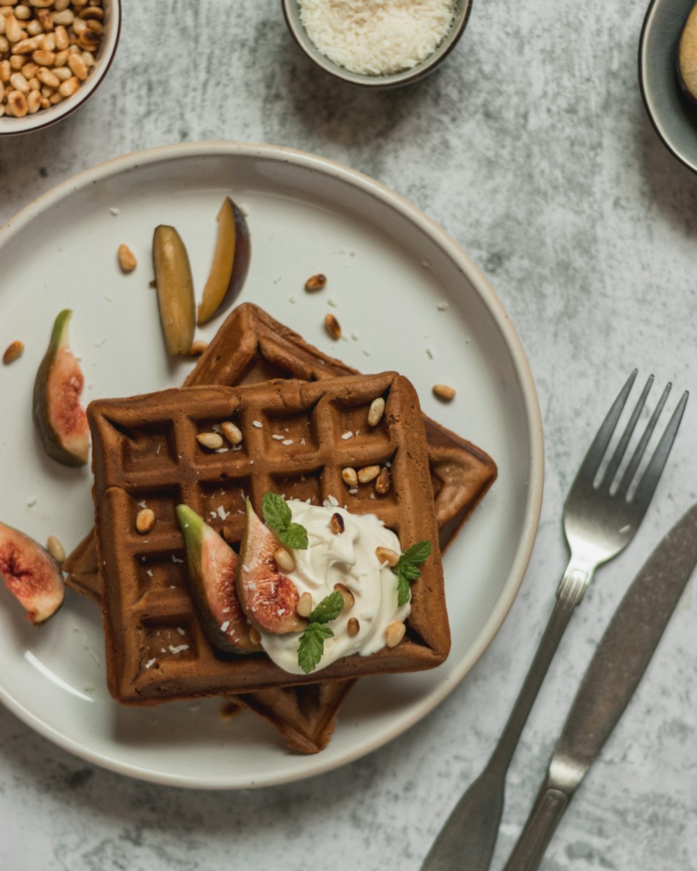 waffle on white plate