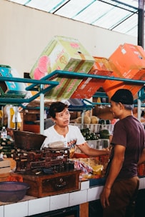 man and woman in store