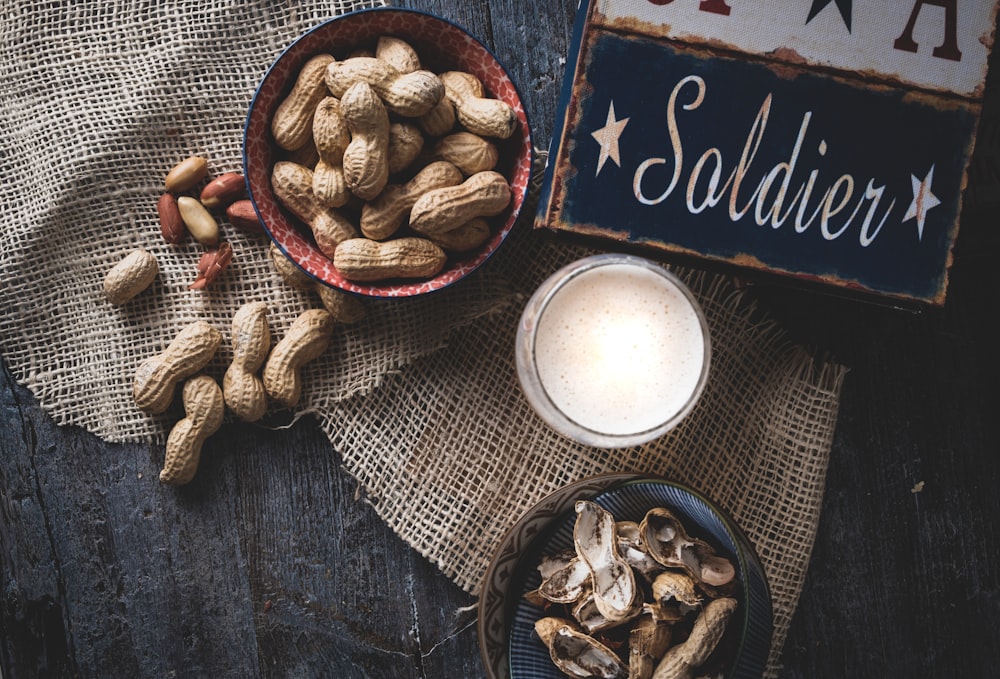 peanuts on sack and in bowl