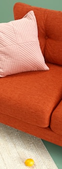 red fabric sofa