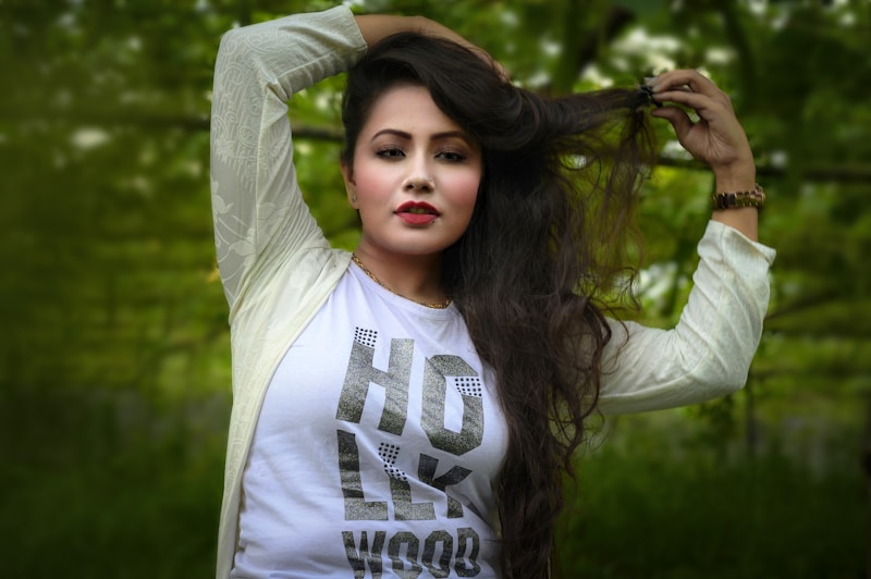 Glamorous woman in white cardigan