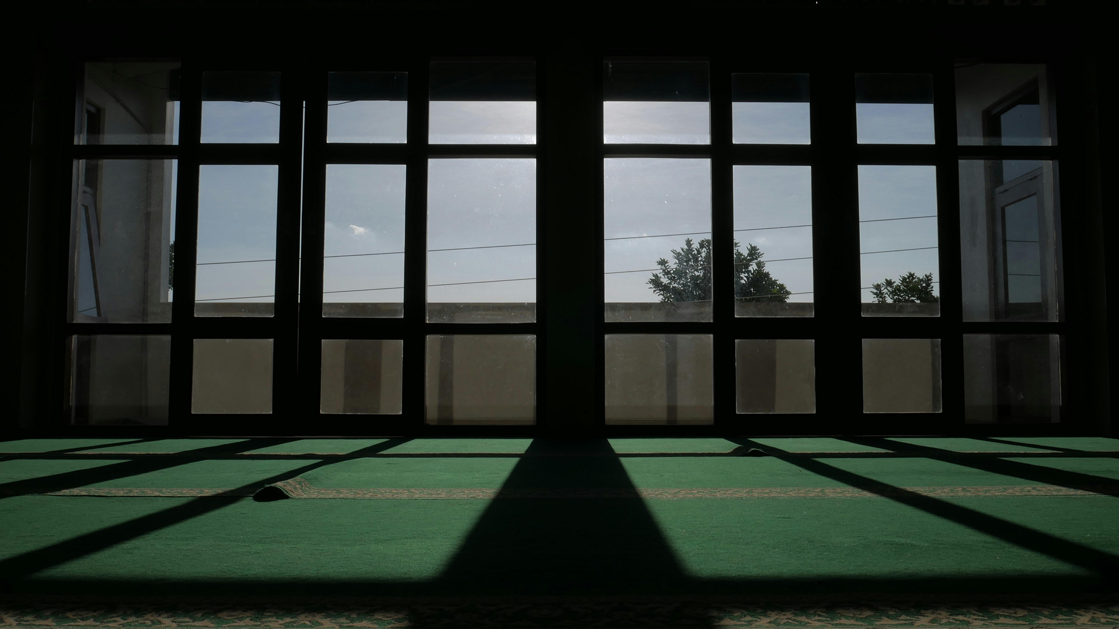 natural light on windows and door with shadows