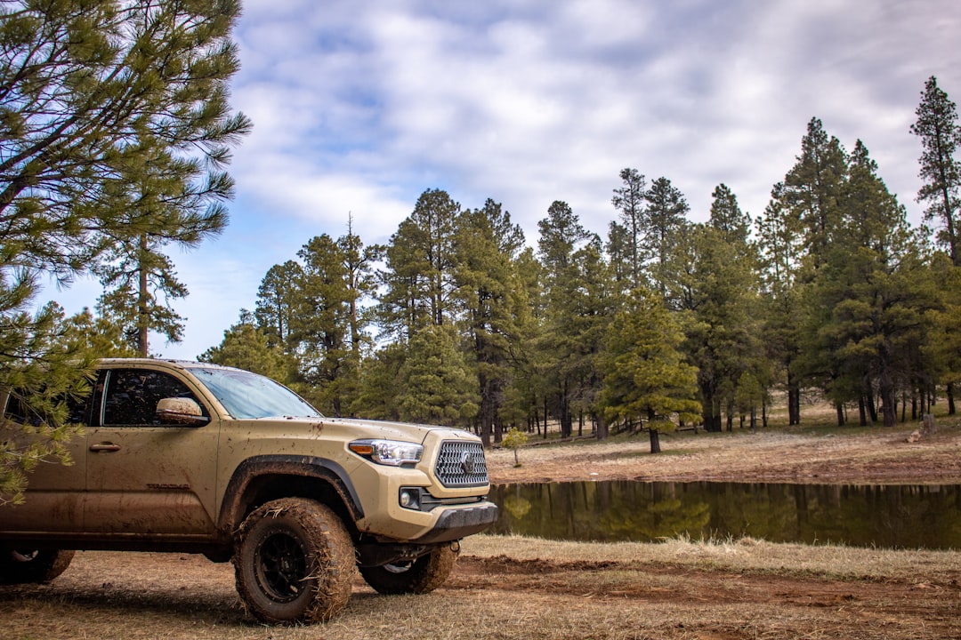 brown vehicle,