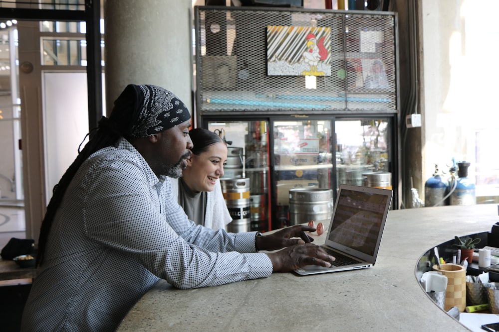 man using laptop