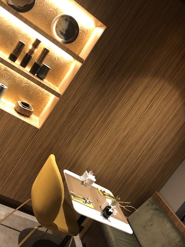 A dining area set for two.