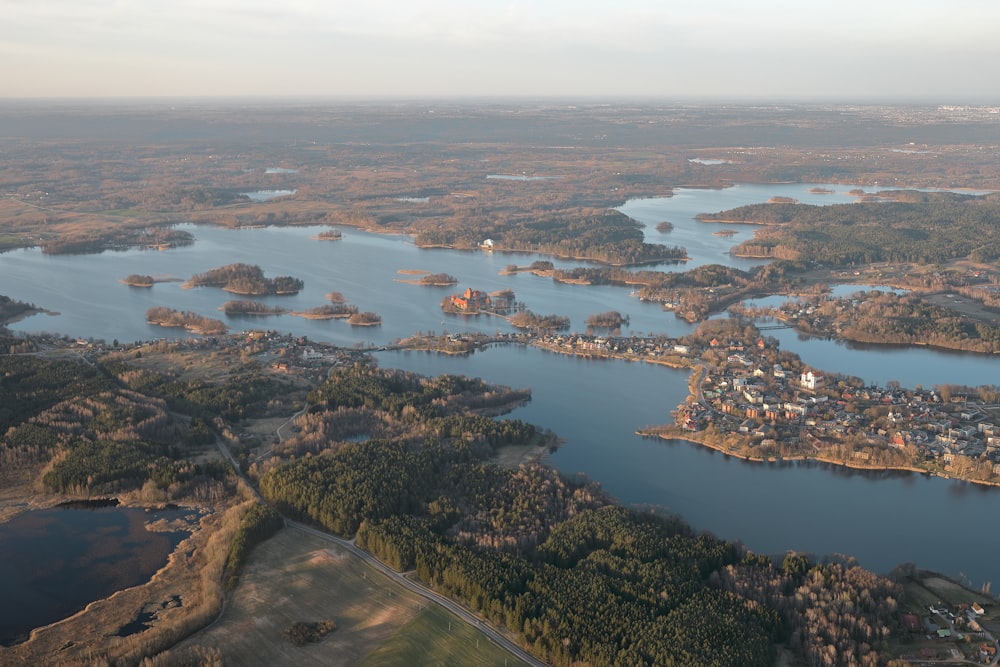 a large body of water surrounded by land