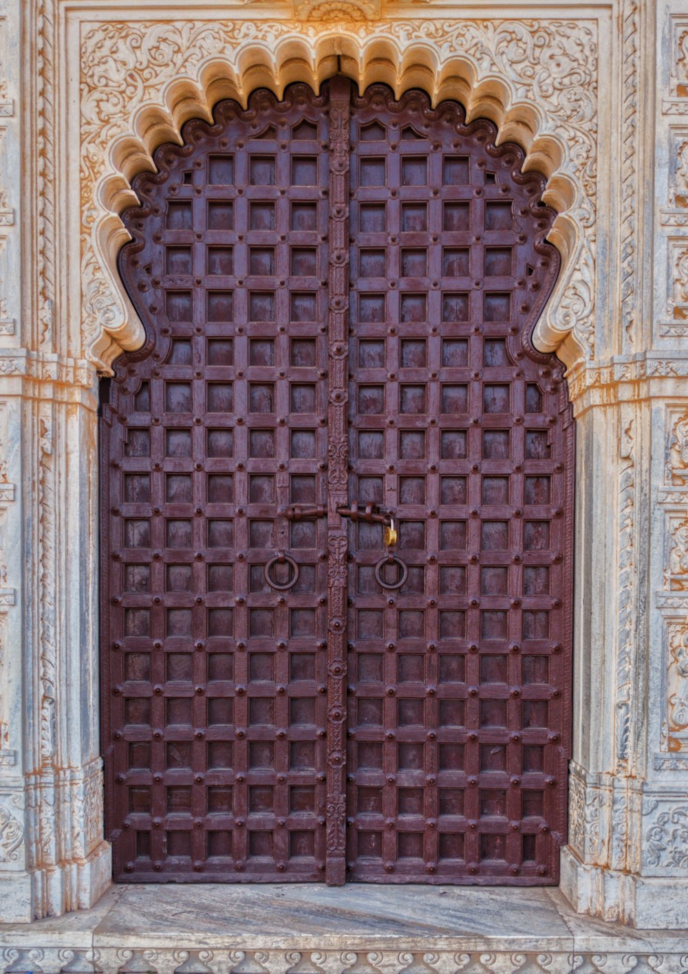 closed brown wooden door