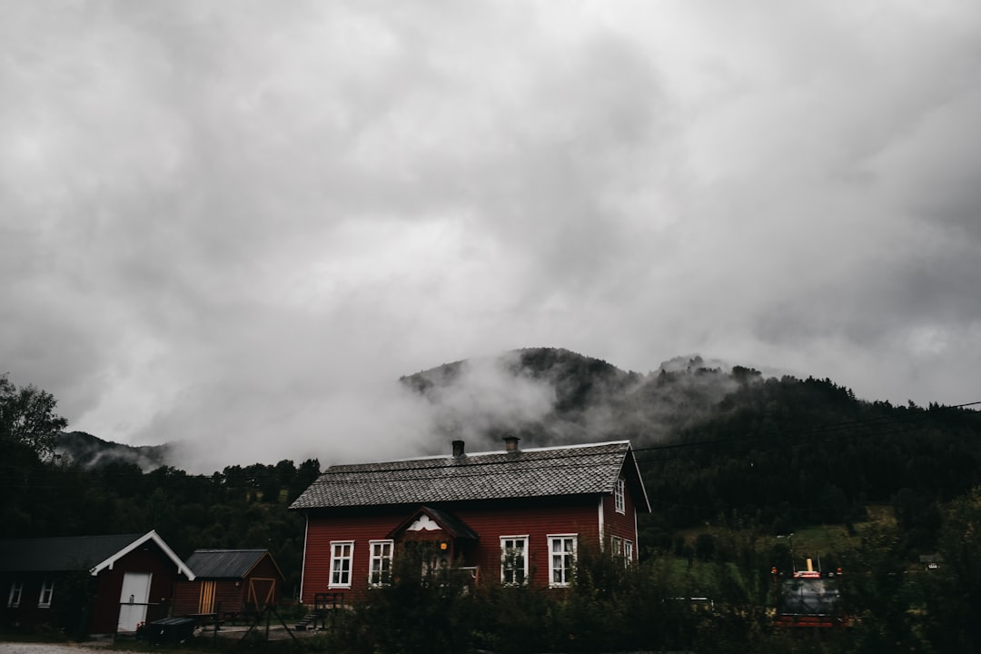 white and red house