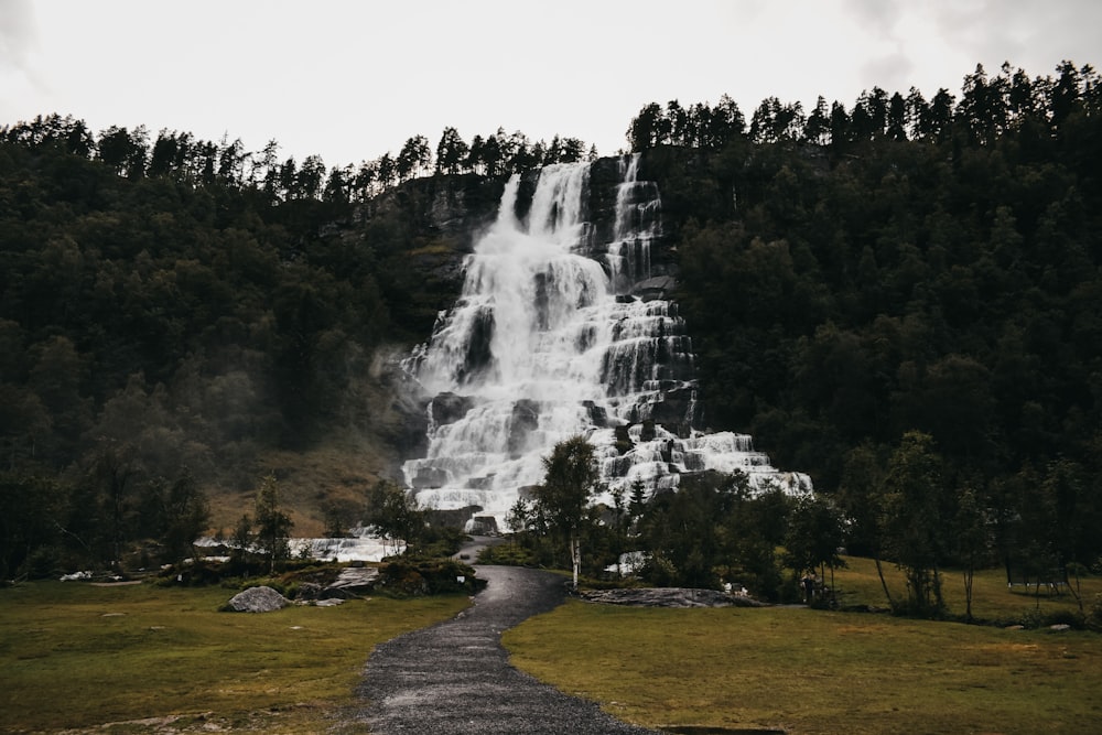 waterfalls on focus photography