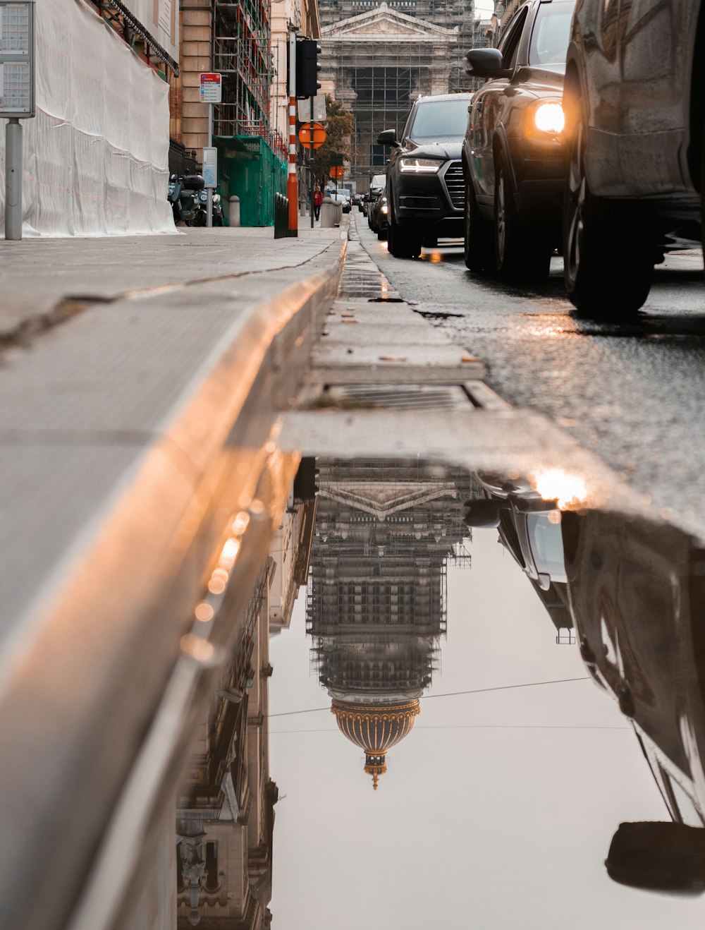 wet street gutter