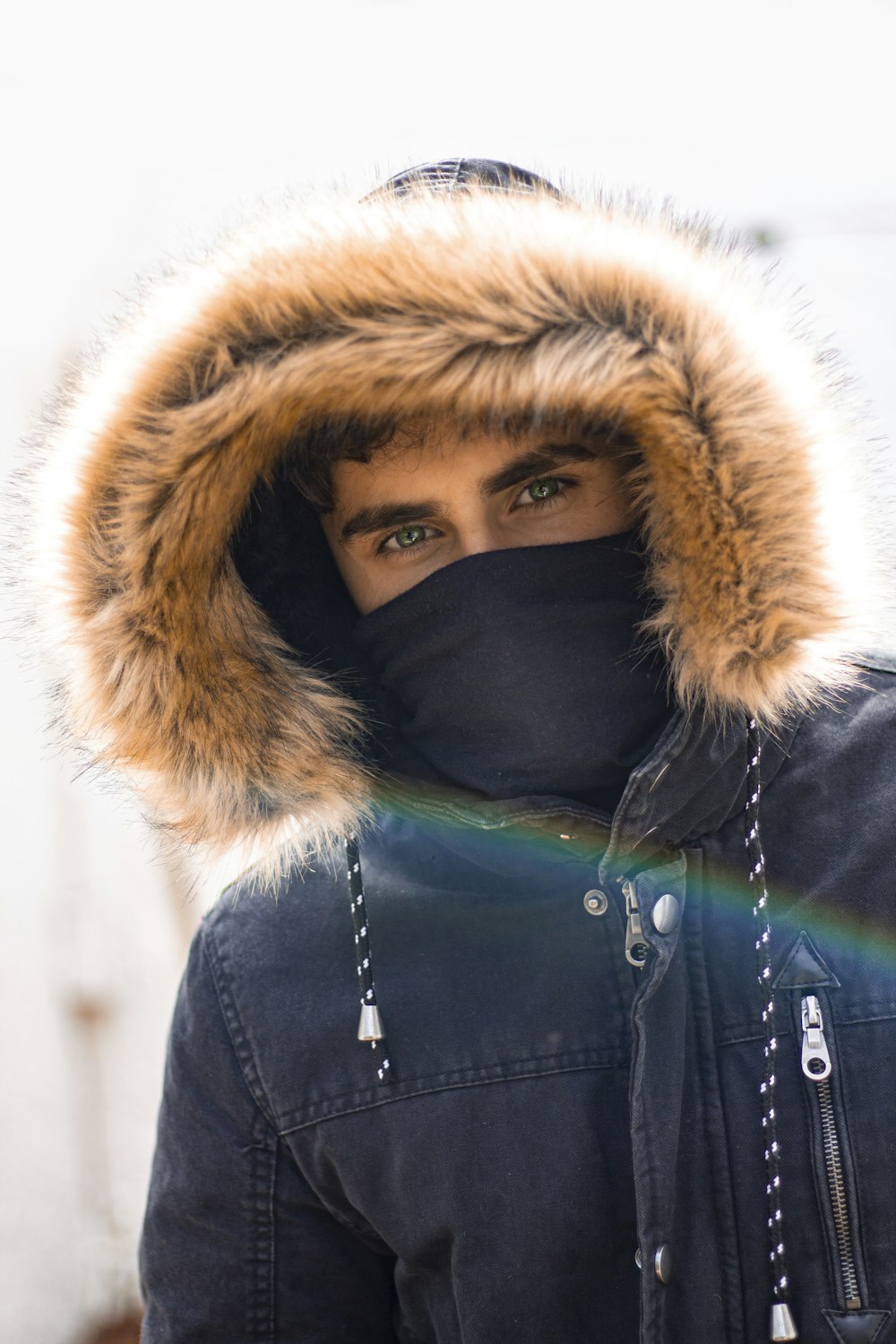 selective focus photography of man wearing parka hoodie