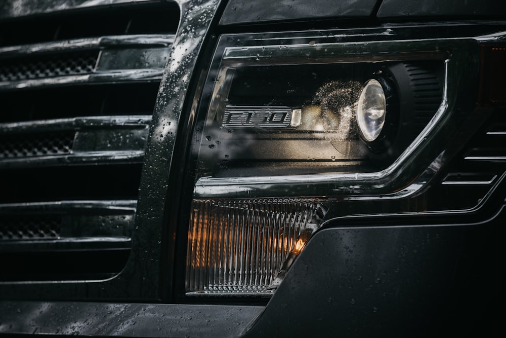 black Ford F150 headlight