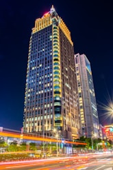 high-rise building at night