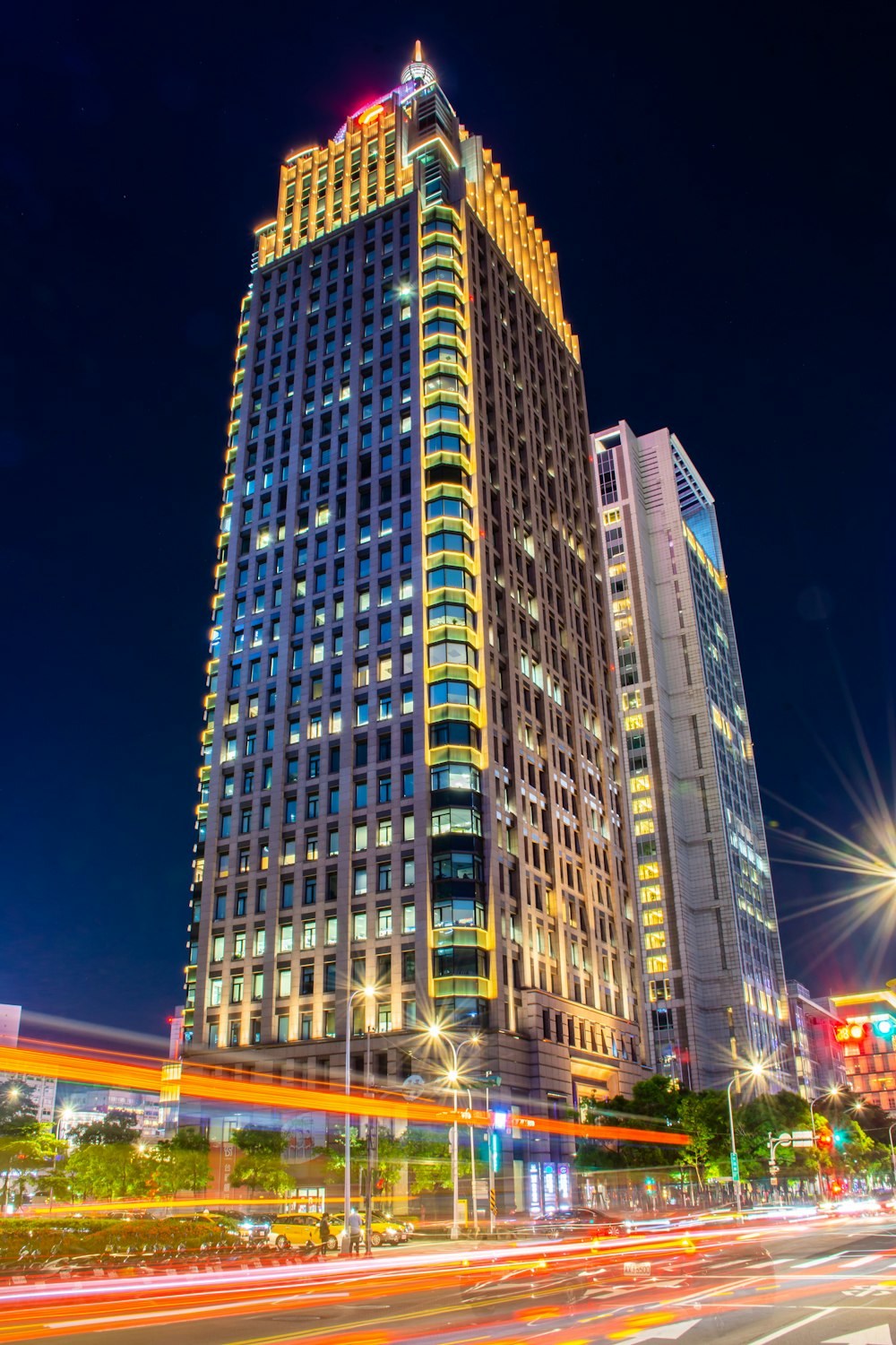 high-rise building at night