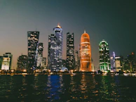 A nighttime cityscape of Quito with subtle orange and gray hues, reflecting the vibrant afterparty atmosphere.