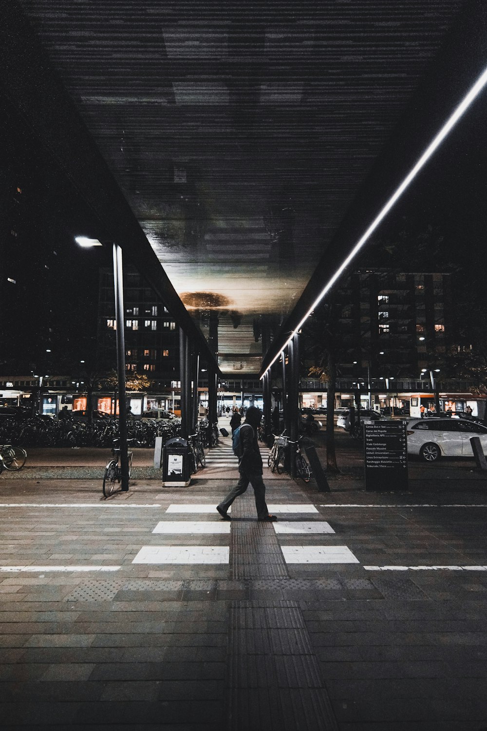 man crossing street