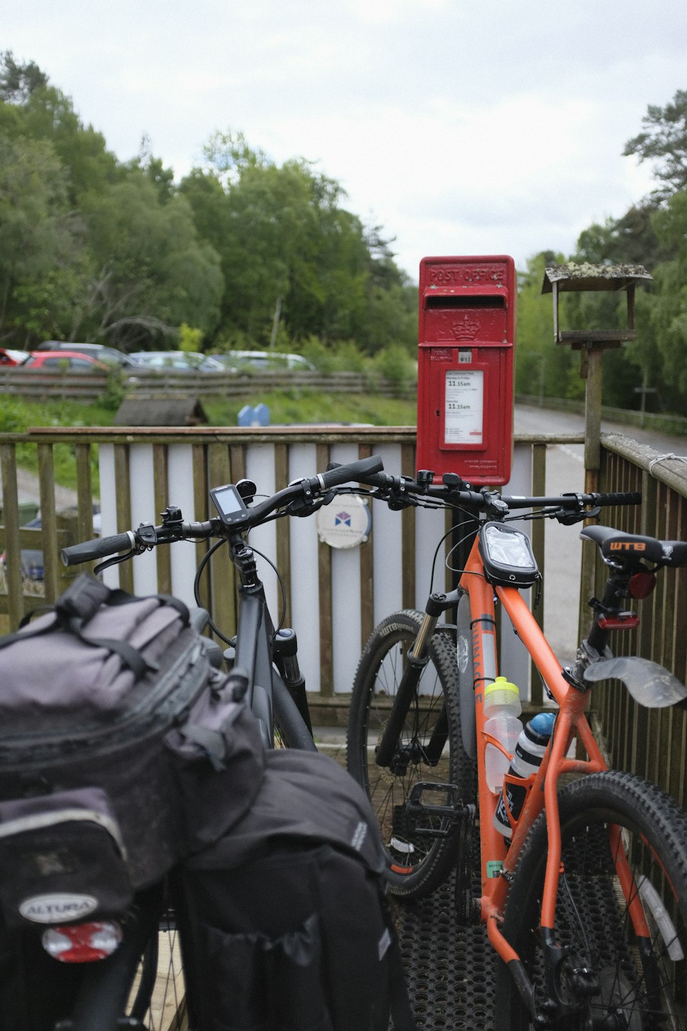 black and orange mountain bike