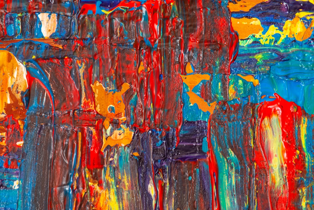 red and multicolored abstract painting
