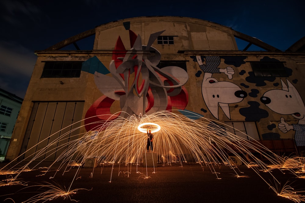 steel wool photography at night