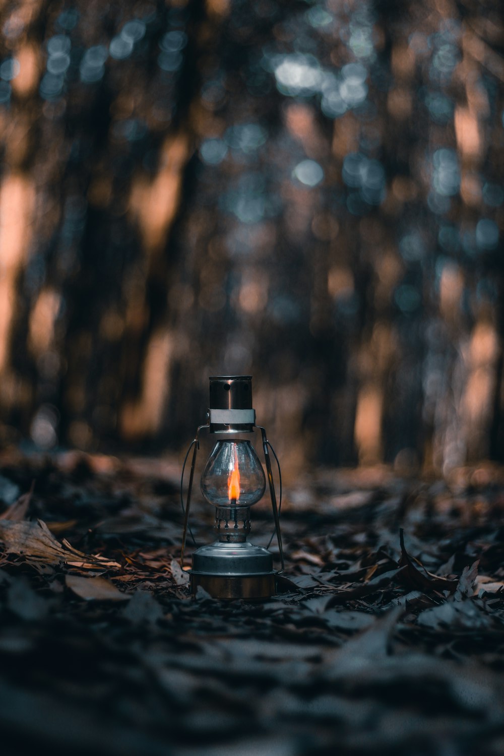 oil lamp on the ground