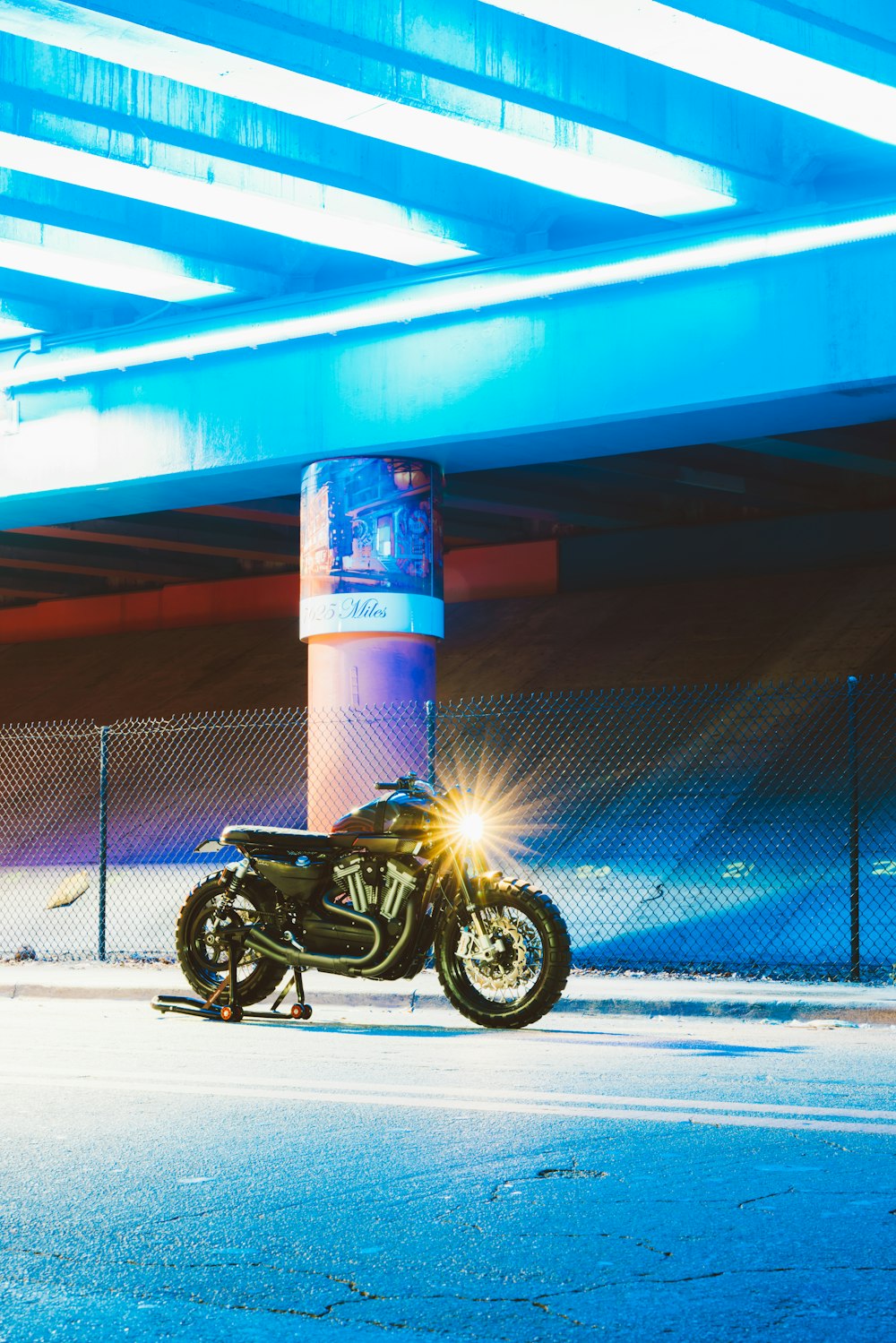 motorcycle parked along side road