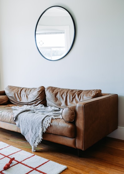brown leather sofa