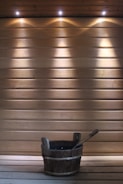 round brown wooden bucket