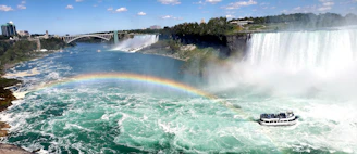 photography of ship near Niagara falls during daytime