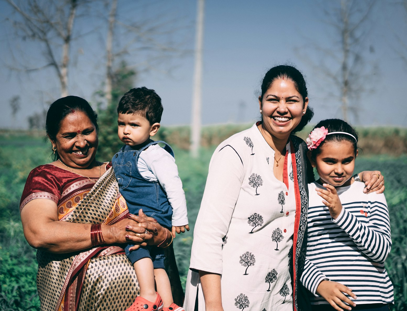 Indian women with their children