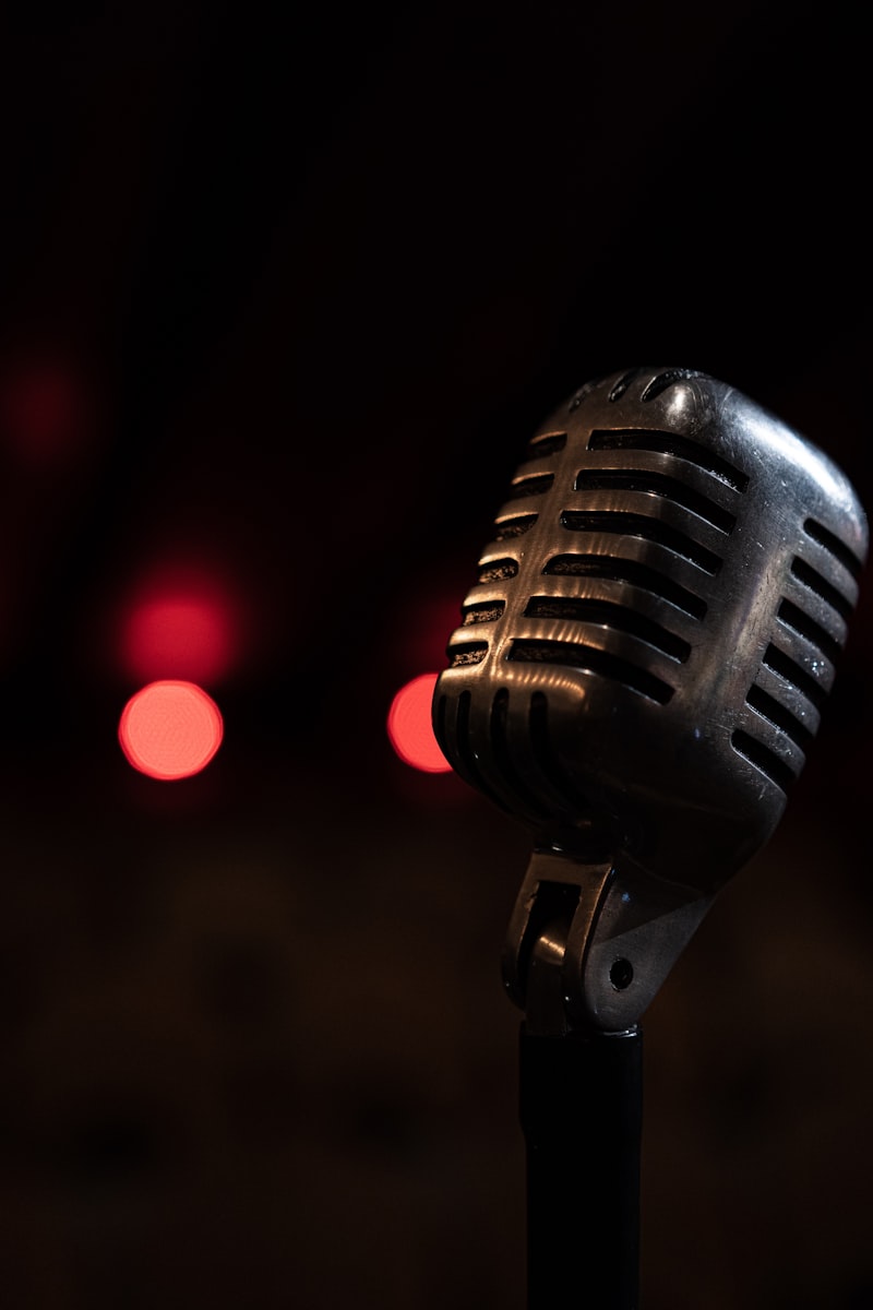 Close-up of a studio microphone