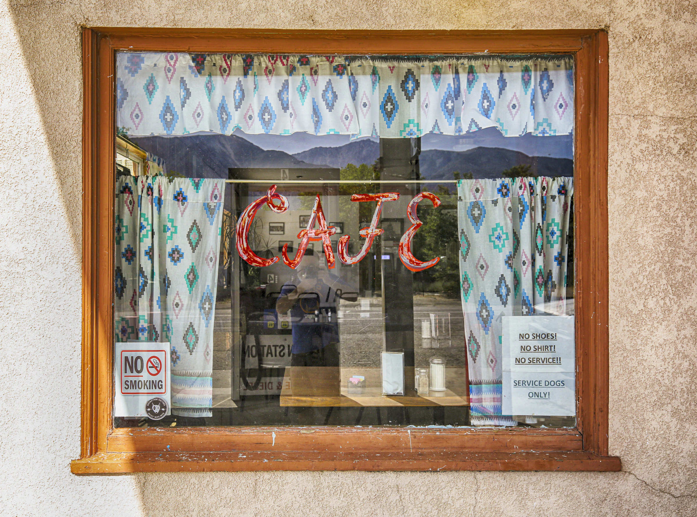 Morrow's storefront window from the street
